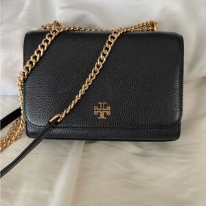 Tory Burch Carter Black Crossbody with Gold Chain